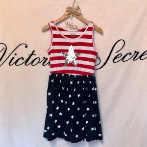Sleeveless Sequence Americana Flutter Dress